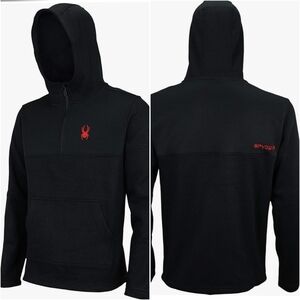 {S} Spyder Men's Racer Quarter Zipper Pullover Hoodie Black Red